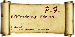 Pöstényi Fáta névjegykártya